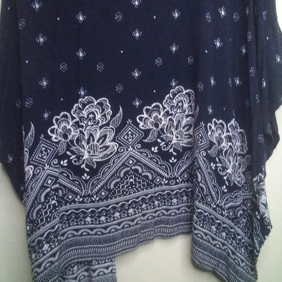 Maurices Cardigan Open Front Blouse Women S/M Short Sleeve Pattern Black White - Picture 14 of 15